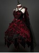 Astoria Series Flower Ruby Demonic Black Dragon Tea Party Gorgeous Gothic Lolita Rose Bowknot Sleeveless Dress Necklace Set