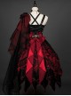 Astoria Series Flower Ruby Demonic Black Dragon Tea Party Gorgeous Gothic Lolita Rose Bowknot Sleeveless Dress Necklace Set