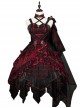 Astoria Series Flower Ruby Demonic Black Dragon Tea Party Gorgeous Gothic Lolita Rose Bowknot Sleeveless Dress Necklace Set