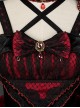 Astoria Series Flower Ruby Demonic Black Dragon Tea Party Gorgeous Gothic Lolita Rose Bowknot Sleeveless Dress Necklace Set