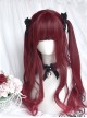 Dragon And Rose Series Cherry Wine Red Cute Flat Bangs Long Curly Hair Tsundere Attribute Sweet Lolita Full Head Wig