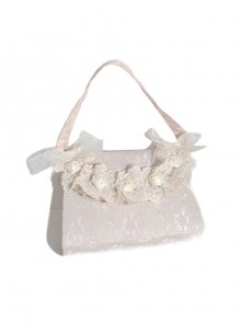 French Style Romantic Apricot Rose Lace Cheongsam Elegant Fresh Classic Lolita Lady Handheld Shoulder Crossbody Bag