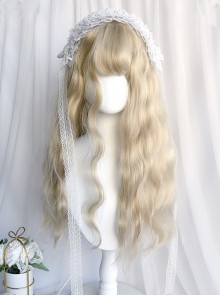 Shepherd Girl Series Soft Elegant Versatile Fluffy Wool Curly Air Flat Bangs Corn Perm Classic Lolita Full Head Wig