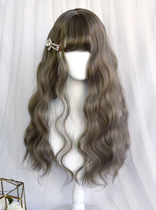 Shepherd Girl Series Soft Elegant Versatile Fluffy Wool Curly Air Flat Bangs Corn Perm Classic Lolita Full Head Wig