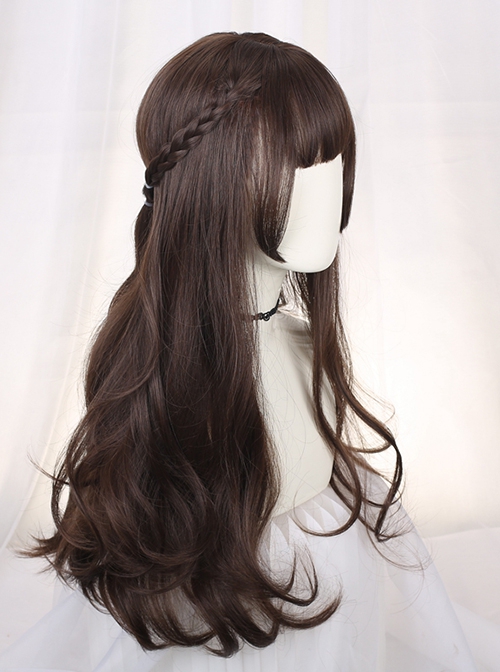 Princess Style Natural Cute Air Bangs Daily Versatile Commute Long Curly Hair Sweet Lolita Full Head Wig