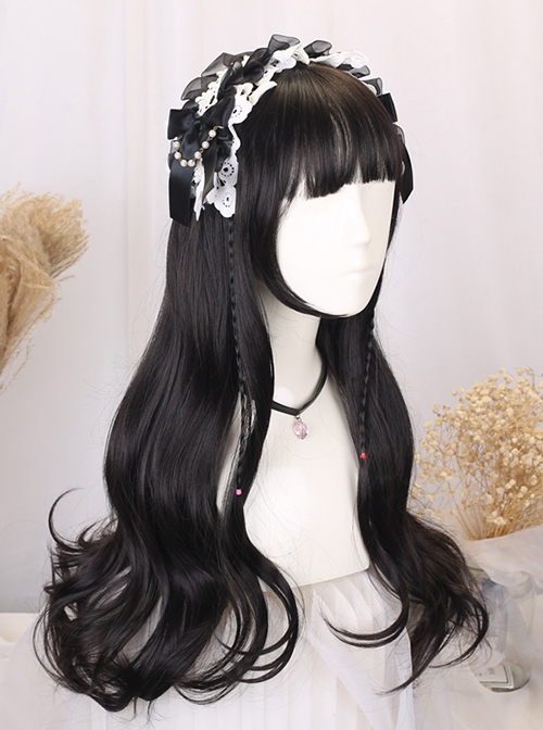 Princess Style Natural Cute Air Bangs Daily Versatile Commute Long Curly Hair Sweet Lolita Full Head Wig