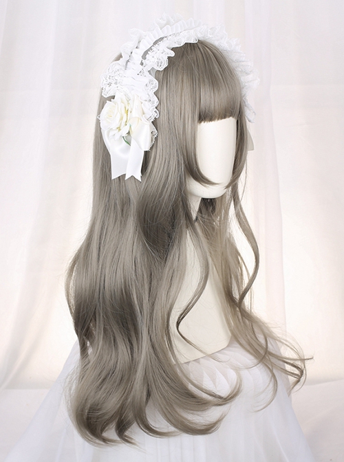 Princess Style Natural Cute Air Bangs Daily Versatile Commute Long Curly Hair Sweet Lolita Full Head Wig