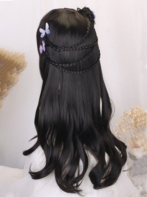 Princess Style Natural Cute Air Bangs Daily Versatile Commute Long Curly Hair Sweet Lolita Full Head Wig