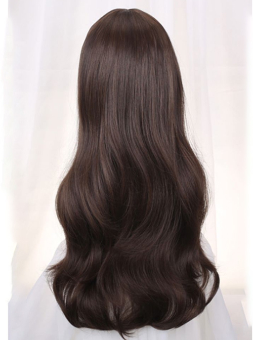 Princess Style Natural Cute Air Bangs Daily Versatile Commute Long Curly Hair Sweet Lolita Full Head Wig