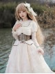 Glimpses Series Retro Apricot Steampunk Pirate Style Embroidery Irregular Hem Elegant Lace Yarn Classic Lolita Puff Sleeves Dress