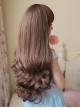 Japanese Style Brown Daily Versatile Naturally Fluffy Flat Bangs Big Wave Long Curly Hair Sweet Lolita Full Head Wig