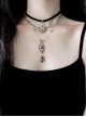 Baroque Black Artificial Gemstone Alloy Steampunk Dark Gothic Lolita Exotic Accessory Chocker Necklace