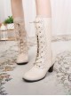 Nightmare Feather Knight Series Retro Round Toe Petal Edge Ribbon Plus Velvet Warm Steampunk Lolita Knight Boots