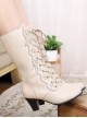 Nightmare Feather Knight Series Retro Round Toe Petal Edge Ribbon Plus Velvet Warm Steampunk Lolita Knight Boots