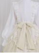 Flowers And Poems Series White Apricot Elegant Girly Mesh Yarn Apron Tulip Embroidery Classic Lolita Lantern Sleeves Dress