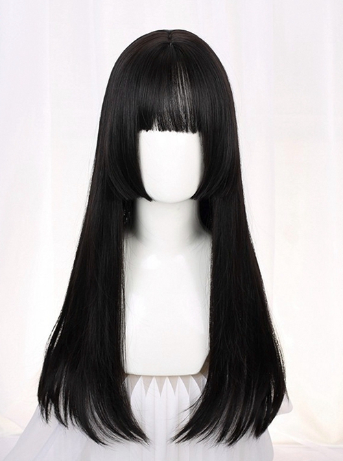 Japanese Style Princess Cut Naturally Daily Commute Versatile Long Straight Hair Classic Lolita Full Head Wig