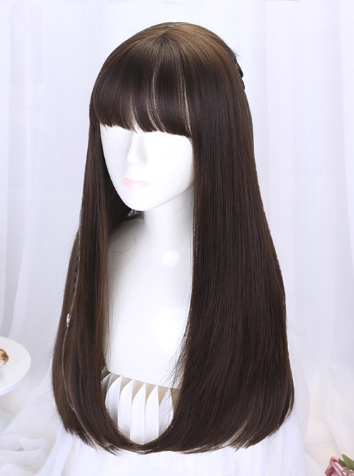 Japanese Style Princess Cut Naturally Daily Commute Versatile Long Straight Hair Classic Lolita Full Head Wig