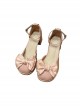 Fairy Style Summer Elegant French Romance Versatile PU Sweet Lolita Bowknot Cap Toe Mid Heel Sandals Shoes