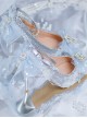 Dreamy Ice Blue Flower Wedding Handmade Mesh Yarn Bowknot Pearl Eternal Flower Classic Lolita Stiletto Heels Shoes