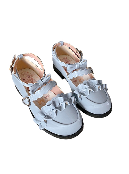 Merulu Series Japanese Style Daily Versatile Lace Ruffles Flower Trim Bowknot Girl Cute Sweet Lolita Shoes