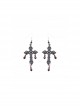 Gothic Dark Style Retro Gorgeous Cross Pendant European Style Earrings
