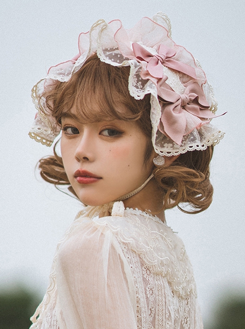 Woody Rose series daily versatile cute sweet lace flower soft yarn print bowknot classic Lolita Headband