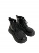 College British Style Glossy Patent Leather Daily Commute Lace Up Round Head School Lolita Platform Martin Boots