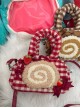 Kawaii Soft Plush Fruit Cake Roll Dessert Bowknot Cute Sweet Lolita Girl Zipper Plaid Crossbody Handbag