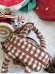 Kawaii Soft Plush Fruit Cake Roll Dessert Bowknot Cute Sweet Lolita Girl Zipper Plaid Crossbody Handbag