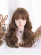 Japanese Style Fluffy Daily Commute Flat Bangs Brown Big Wavy Curls Sweet Lolita Full Head Wig