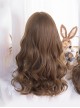 Japanese Style Fluffy Daily Commute Flat Bangs Brown Big Wavy Curls Sweet Lolita Full Head Wig