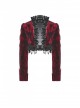 Gothic Style Elegant Retro Red Velvet Black Dark Pattern Lace Embellished Long Sleeve Short Cape