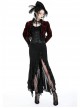Gothic Style Elegant Retro Red Velvet Black Dark Pattern Lace Embellished Long Sleeve Short Cape