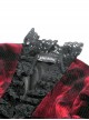 Gothic Style Elegant Retro Red Velvet Black Dark Pattern Lace Embellished Long Sleeve Short Cape