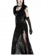 Gothic Style Gorgeous Retro Black Plush Tassel Silver Gemstone Pendant Decorative Shawl