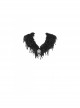 Gothic Style Gorgeous Retro Black Plush Tassel Silver Gemstone Pendant Decorative Shawl