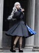 Night Chant Overture Series Blue Rose Bowknot Asymmetrical Design Elegant Classic Lolita Long Sleeves Black Dress Cloak Set