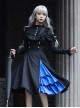 Night Chant Overture Series Blue Rose Bowknot Asymmetrical Design Elegant Classic Lolita Long Sleeves Black Dress Cloak Set