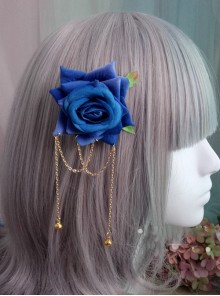 Anime Two Dimensional Cosplay Elegant Exquisite Versatile Golden Chain Pendant Classic Lolita Rose Hairpin