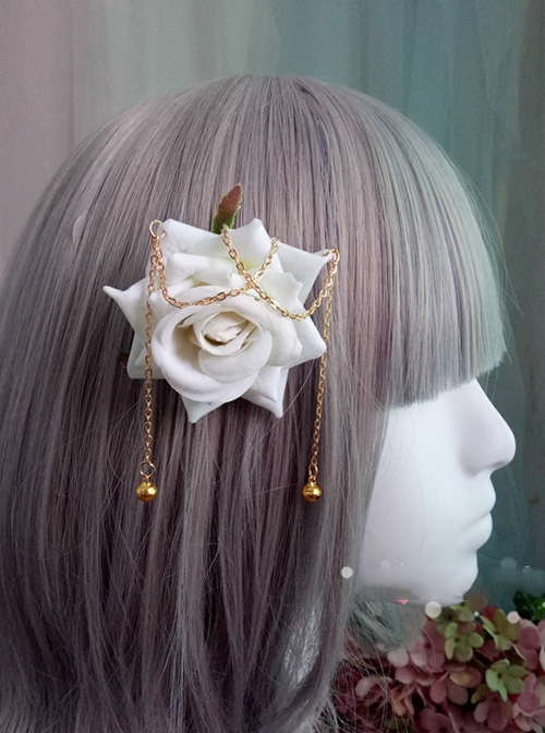 Anime Two Dimensional Cosplay Elegant Exquisite Versatile Golden Chain Pendant Classic Lolita Rose Hairpin