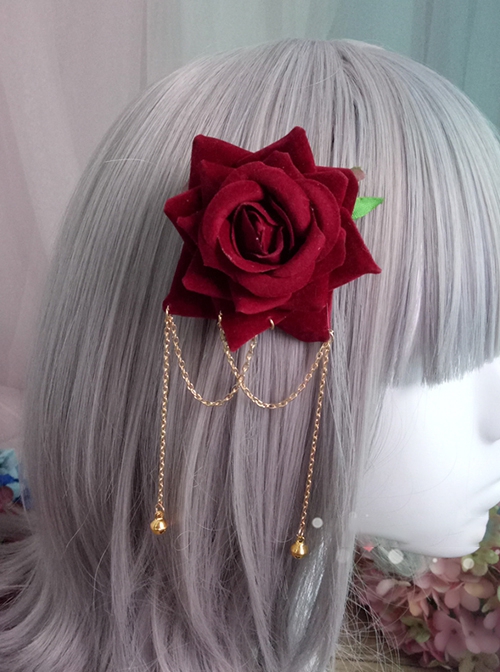 Anime Two Dimensional Cosplay Elegant Exquisite Versatile Golden Chain Pendant Classic Lolita Rose Hairpin