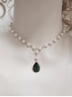 Simple Daily Noble Lady Retro Artificial Water Droplet Gemstones Classic Lolita Pearl Accessory Necklace