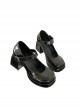 Korean Style Fashion Daily Commute Round Head Patent Leather Glossy Classic Lolita Black High Heel Mary Jane Shoes