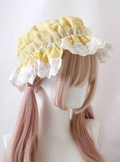 Solid Color Simple Daily Lace Ruffles Cute Sweet Lolita Girly Heart Baby Nightcap Cotton Hat