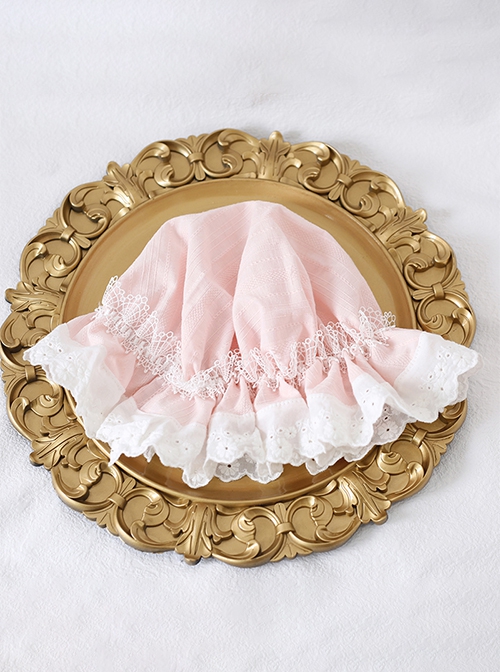 Solid Color Simple Daily Lace Ruffles Cute Sweet Lolita Girly Heart Baby Nightcap Cotton Hat