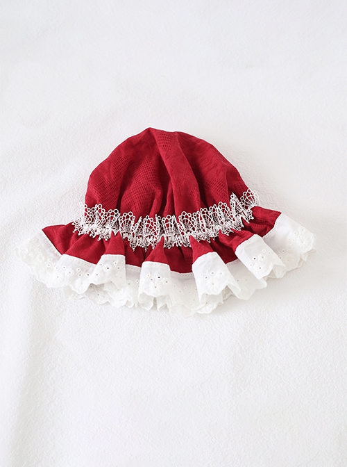 Solid Color Simple Daily Lace Ruffles Cute Sweet Lolita Girly Heart Baby Nightcap Cotton Hat