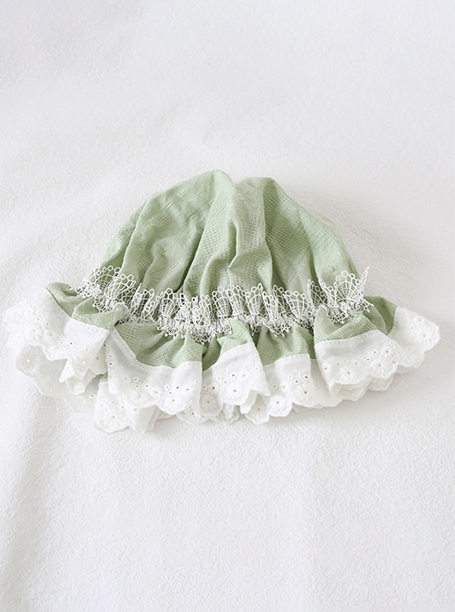 Solid Color Simple Daily Lace Ruffles Cute Sweet Lolita Girly Heart Baby Nightcap Cotton Hat