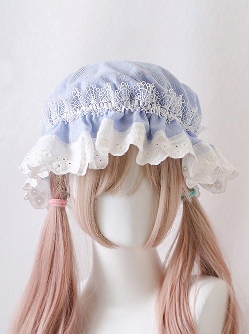 Solid Color Simple Daily Lace Ruffles Cute Sweet Lolita Girly Heart Baby Nightcap Cotton Hat