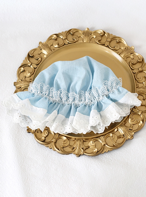 Cute Girl Kawaii Baby Nightcap Lace Ruffles Solid Color Versatile Daily Sweet Lolita Heart Cotton Hat