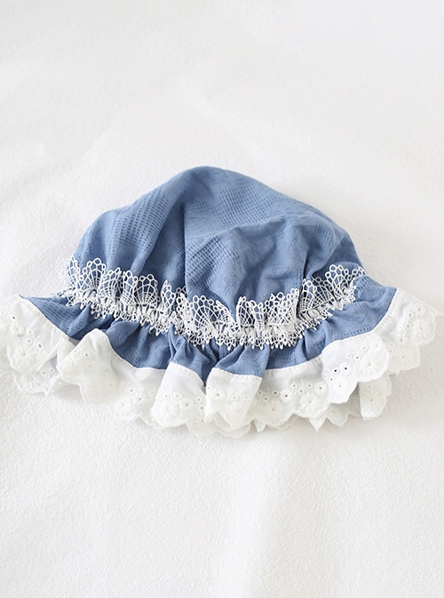 Cute Girl Kawaii Baby Nightcap Lace Ruffles Solid Color Versatile Daily Sweet Lolita Heart Cotton Hat